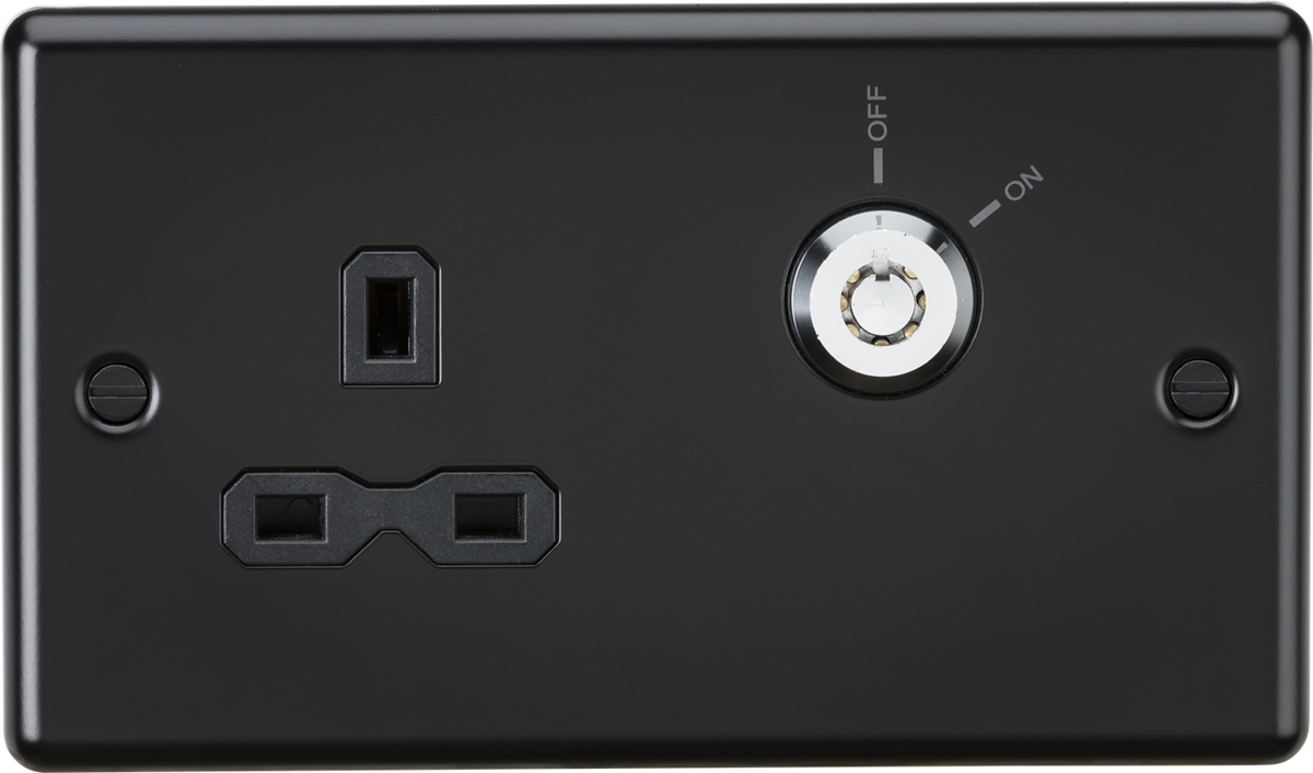 Knightsbridge 13A DP Lockable Socket – Matt Black CL9LOCKMB - West Midland Electrics | CCTV & Electrical Wholesaler