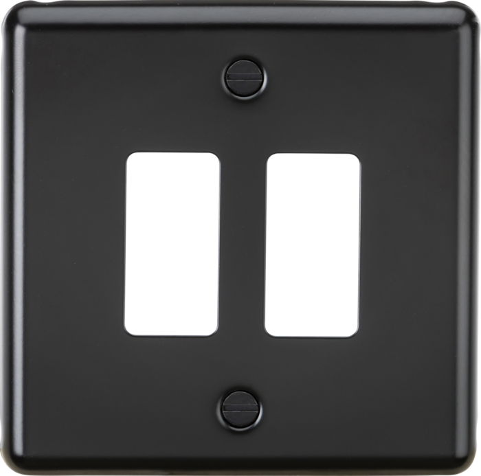 Knightsbridge 2G Grid Faceplate – Matt Black GDCL2MB - West Midland Electrics | CCTV & Electrical Wholesaler 3