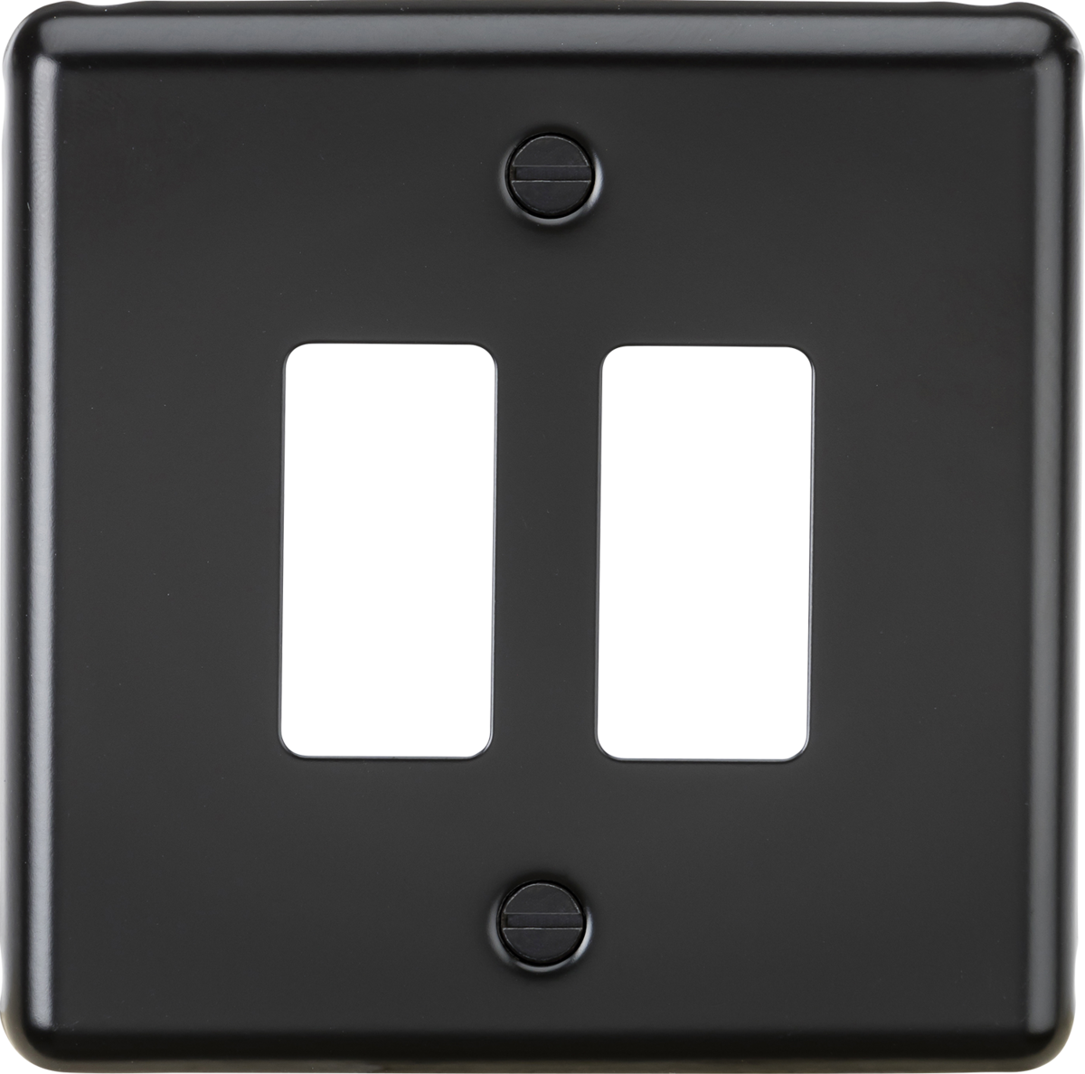 Knightsbridge 2G Grid Faceplate – Matt Black GDCL2MB - West Midland Electrics | CCTV & Electrical Wholesaler