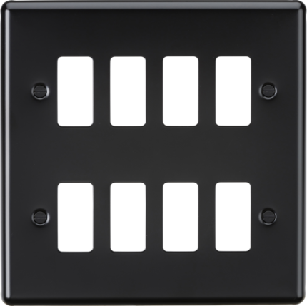 Knightsbridge 8G Grid Faceplate – Matt Black GDCL8MB - West Midland Electrics | CCTV & Electrical Wholesaler