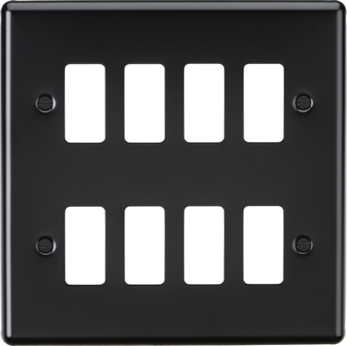 Knightsbridge 8G Grid Faceplate – Matt Black GDCL8MB - West Midland Electrics | CCTV & Electrical Wholesaler 3