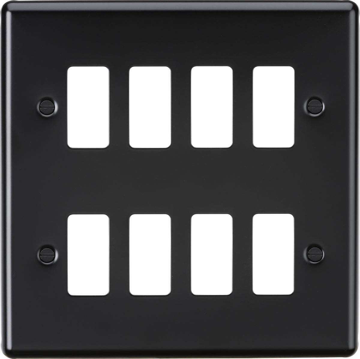 Knightsbridge 8G Grid Faceplate – Matt Black GDCL8MB - West Midland Electrics | CCTV & Electrical Wholesaler