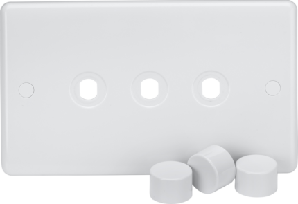 Knightsbridge Curved Edge 3G Dimmer Plate with Matching Dimmer Caps CU3DIM - West Midland Electrics | CCTV & Electrical Wholesaler