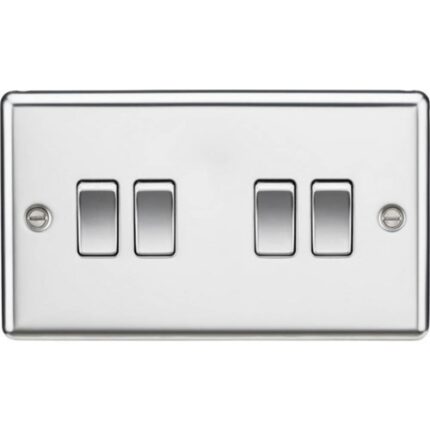 Knightsbridge 10AX 4G 2 Way Plate Switch – Rounded Edge Polished Chrome CL41PC - West Midland Electrics | CCTV & Electrical Wholesaler