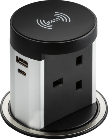 Knightsbridge 13A Pop up Socket with 10W Wireless Charger and Dual USB A+C (12V DC 1.5A) Max. 30W - West Midland Electrics | CCTV & Electrical Wholesaler 5