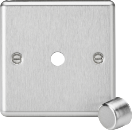 Knightsbridge 1G Dimmer Plate with Matching Metal Dimmer Cap CL1DIMBC – Brushed Chrome - West Midland Electrics | CCTV & Electrical Wholesaler