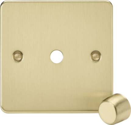 Knightsbridge 1G Dimmer Plate with Matching Metal Dimmer Cap – Brushed Brass - West Midland Electrics | CCTV & Electrical Wholesaler