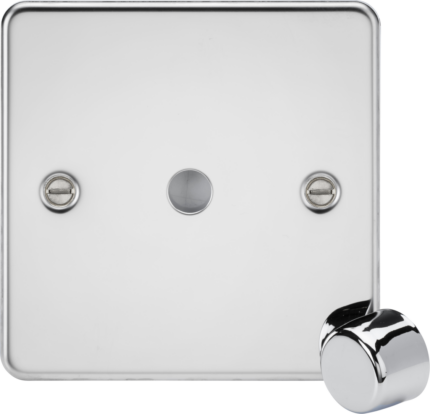 Knightsbridge 1G Dimmer Plate with Matching Metal Dimmer Cap FP1DIMPC – Polished Chrome - West Midland Electrics | CCTV & Electrical Wholesaler