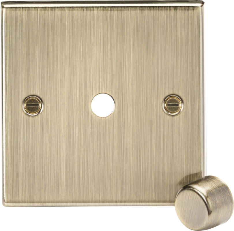 Knightsbridge 1G Dimmer Plate with Matching Metal Dimmer Cap – Antique Brass - West Midland Electrics | CCTV & Electrical Wholesaler