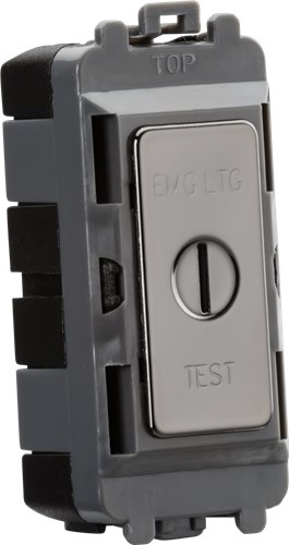 Knightsbridge 20AX 2 way SP key module (marked EMG LTG TEST) – black nickel GDM007BN - West Midland Electrics | CCTV & Electrical Wholesaler