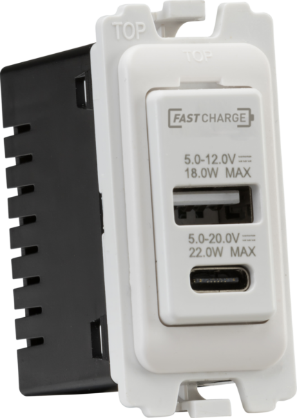 Knightsbridge Dual USB A+C Module 20V DC 1.1A [22W FASTCHARGE] - West Midland Electrics | CCTV & Electrical Wholesaler 5