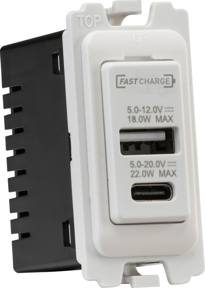 Knightsbridge Dual USB A+C Module 20V DC 1.1A [22W FASTCHARGE] - West Midland Electrics | CCTV & Electrical Wholesaler 3