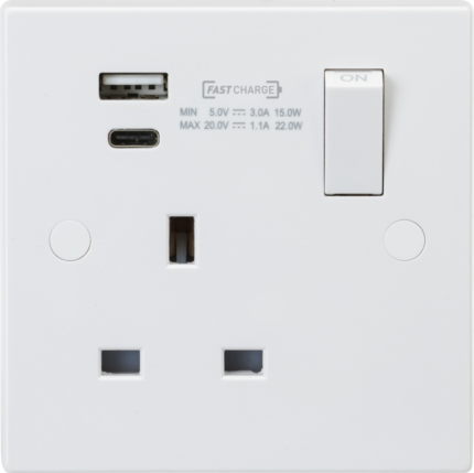 Knightsbridge 13A 1G DP Switched Socket with Dual USB A+C (20V DC 1.1A) Max. 22W - West Midland Electrics | CCTV & Electrical Wholesaler 5