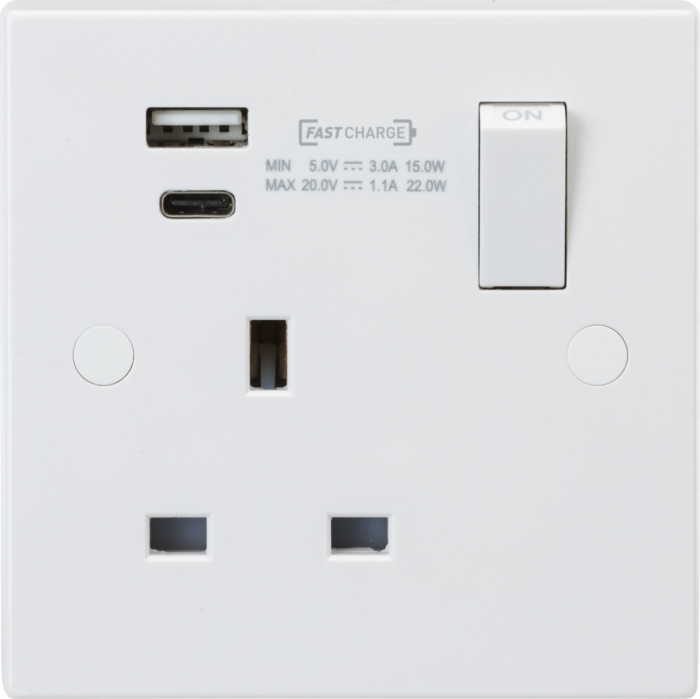 Knightsbridge 13A 1G DP Switched Socket with Dual USB A+C (20V DC 1.1A) Max. 22W - West Midland Electrics | CCTV & Electrical Wholesaler 3