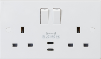 Knightsbridge 13A 2G DP Switched Socket with Dual USB-C 20V DC 1.5A (Max. 30W) - West Midland Electrics | CCTV & Electrical Wholesaler 5