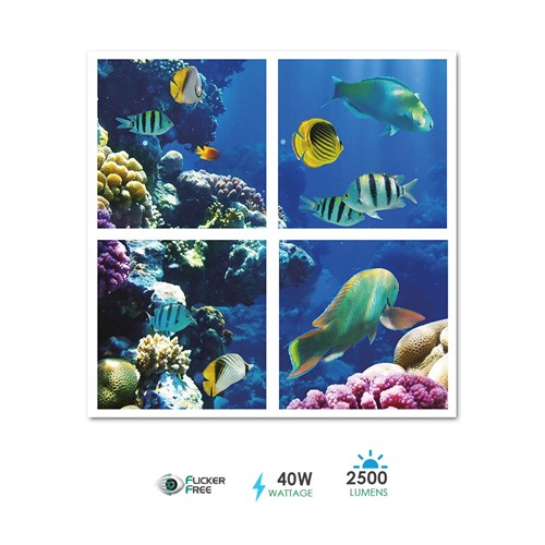 ENER-J 595×595 3D Marine Ocean With Fishes Design LED Panels 40W 4 Pcs Set E803 - West Midland Electrics | CCTV & Electrical Wholesaler