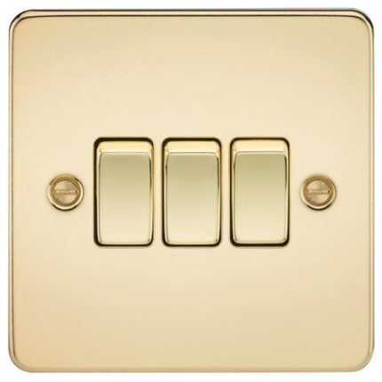 Knightsbridge Flat Plate 10AX 3G 2-way switch – polished brass FP4000PB - West Midland Electrics | CCTV & Electrical Wholesaler 3
