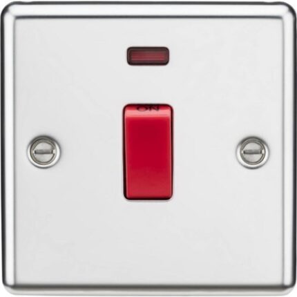 Knightsbridge 45A DP Switch with Neon (single size) – Rounded Edge Polished Chrome CL81NPC - West Midland Electrics | CCTV & Electrical Wholesaler