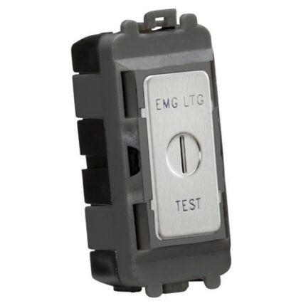 Knightsbridge 20AX 2 way SP key module (marked EMG LTG TEST) – brushed chrome GDM007BC - West Midland Electrics | CCTV & Electrical Wholesaler