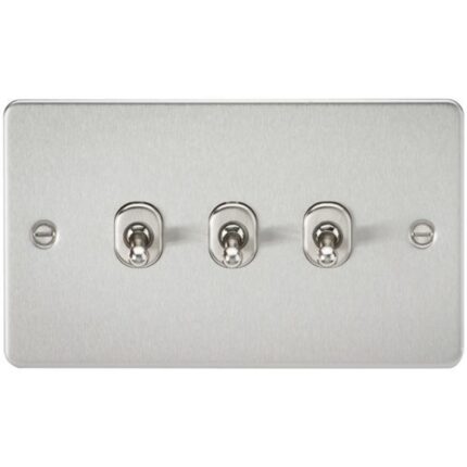 Knightsbridge Flat Plate 10AX 3G 2-way toggle switch – brushed chrome FP3TOGBC - West Midland Electrics | CCTV & Electrical Wholesaler 5