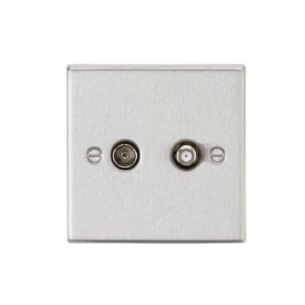 Knightsbridge TV & SAT TV Outlet (isolated) – Square Edge Brushed Chrome CS014BC - West Midland Electrics | CCTV & Electrical Wholesaler