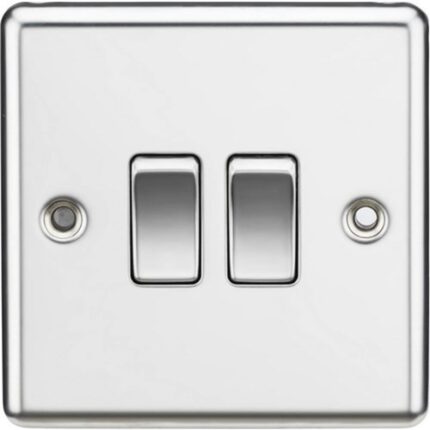 Knightsbridge 10AX 2G 2 Way Plate Switch – Rounded Edge Polished Chrome CL3PC - West Midland Electrics | CCTV & Electrical Wholesaler