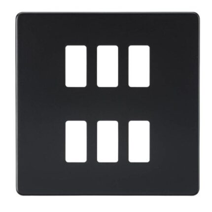 Knightsbridge Screwless 6G grid faceplate – matt black GDSF006MB - West Midland Electrics | CCTV & Electrical Wholesaler