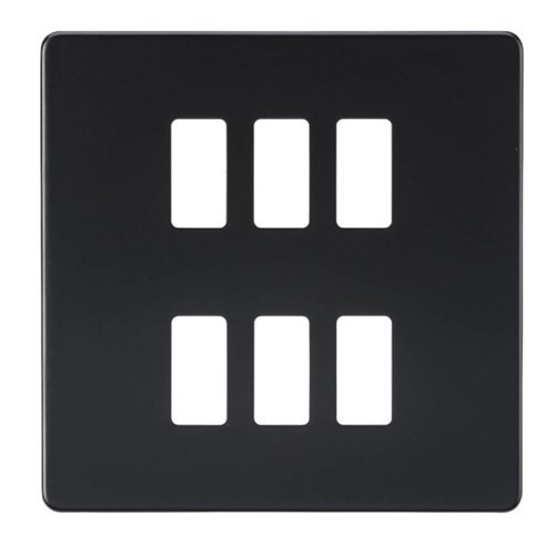 Knightsbridge Screwless 6G grid faceplate – matt black GDSF006MB - West Midland Electrics | CCTV & Electrical Wholesaler