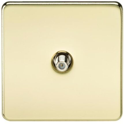Knightsbridge Screwless 1G SAT TV Outlet (Non-Isolated) – Polished Brass SF0150PB - West Midland Electrics | CCTV & Electrical Wholesaler
