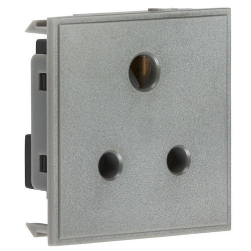 Knightsbridge 5A unswitched round socket module 50 x 50mm – grey NET5AGY - West Midland Electrics | CCTV & Electrical Wholesaler