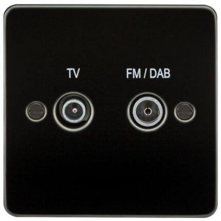 Knightsbridge Flat Plate Screened Diplex Outlet (TV & FM DAB) – Gunmetal FP0160GM - West Midland Electrics | CCTV & Electrical Wholesaler