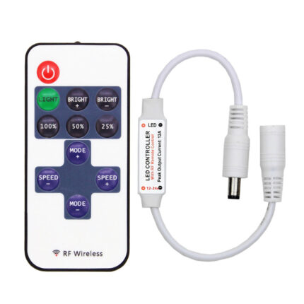 Ener-J RF Mini Dimming Controller with 11 Key Remote for Single Colour 12V/24V LED Strip Lights T680 - West Midland Electrics | CCTV & Electrical Wholesaler