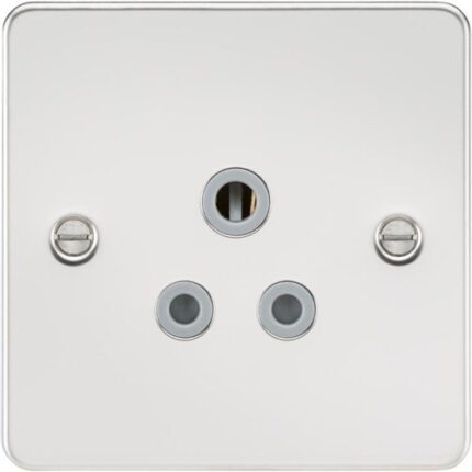 Knightsbridge Flat plate 5A unswitched socket – polished chrome with grey insert FP5APCG - West Midland Electrics | CCTV & Electrical Wholesaler 5