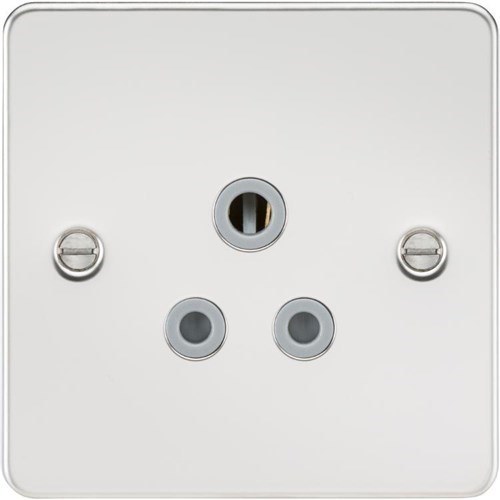 Knightsbridge Flat plate 5A unswitched socket – polished chrome with grey insert FP5APCG - West Midland Electrics | CCTV & Electrical Wholesaler