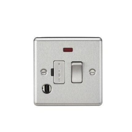 Knightsbridge 13A Switched Fused Spur Unit with Neon & Flex Outlet – Rounded Edge Brushed Chrome CL63FBC - West Midland Electrics | CCTV & Electrical Wholesaler