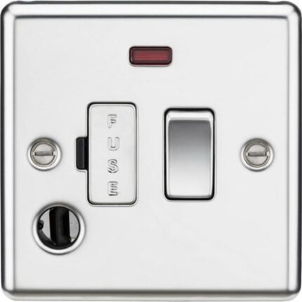 Knightsbridge 13A Switched Fused Spur Unit with Neon & Flex Outlet – Rounded Edge Polished Chrome CL63FPC - West Midland Electrics | CCTV & Electrical Wholesaler