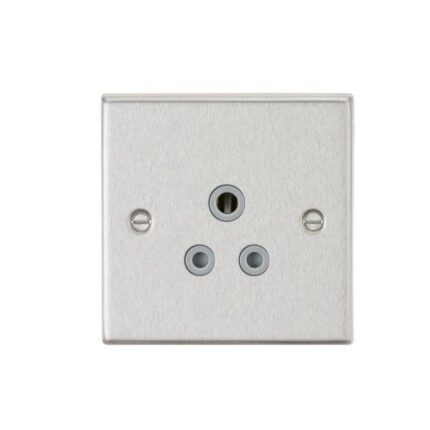 Knightsbridge 5A Unswitched Socket – Square Edge Brushed Chrome Finish with Grey Insert CS5ABCG - West Midland Electrics | CCTV & Electrical Wholesaler