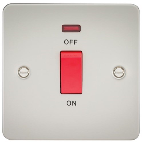 Knightsbridge Flat Plate 45A 1G DP switch with neon – pearl FP8331NPL - West Midland Electrics | CCTV & Electrical Wholesaler 3