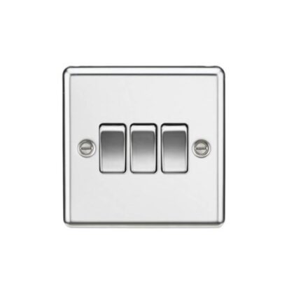 Knightsbridge 10AX 3G 2 Way Plate Switch – Rounded Edge Polished Chrome CL4PC - West Midland Electrics | CCTV & Electrical Wholesaler