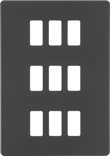 Knightsbridge Screwless 9G grid faceplate – anthracite GDSF009AT - West Midland Electrics | CCTV & Electrical Wholesaler
