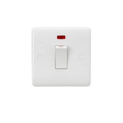 Knightsbridge Curved Edge 45A 1G DP Switch with Neon (White Rocker) CU8331NW - West Midland Electrics | CCTV & Electrical Wholesaler