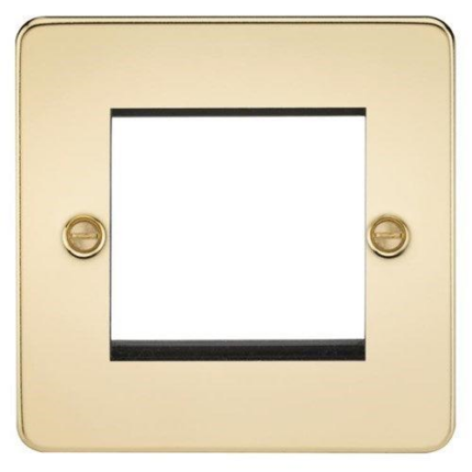 Knightsbridge Flat Plate 2G modular faceplate – polished brass FP2GPB - West Midland Electrics | CCTV & Electrical Wholesaler