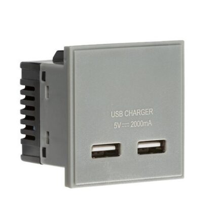 Knightsbridge Dual USB charger (2A) Module 50 x 50mm – Grey - West Midland Electrics | CCTV & Electrical Wholesaler 5