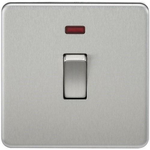 Knightsbridge Screwless 20A 1G DP Switch with Neon – Brushed Chrome SF8341NBC - West Midland Electrics | CCTV & Electrical Wholesaler