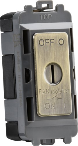 Knightsbridge 10A fan Isolator key switch module – antique brass GDM021AB - West Midland Electrics | CCTV & Electrical Wholesaler
