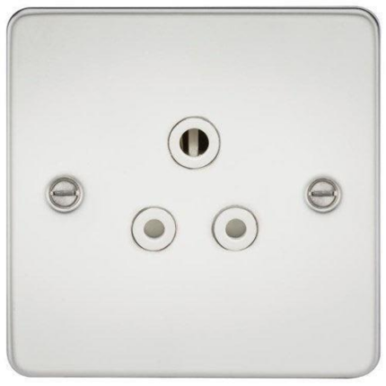 Knightsbridge Flat Plate 5A unswitched socket – polished chrome with white insert FP5APCW - West Midland Electrics | CCTV & Electrical Wholesaler