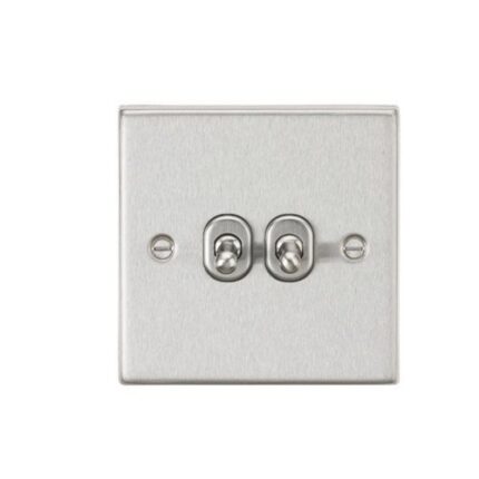 Knightsbridge 10AX 2G 2-Way Toggle Switch – Square Edge Brushed Chrome Finish CSTOG2BC - West Midland Electrics | CCTV & Electrical Wholesaler