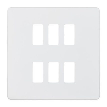 Knightsbridge Screwless 6G grid faceplate – matt white GDSF006MW - West Midland Electrics | CCTV & Electrical Wholesaler