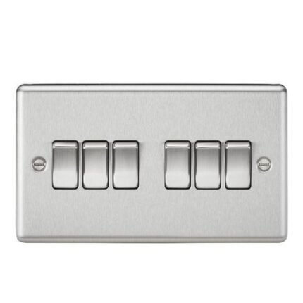 Knightsbridge 10AX 6G 2 Way Plate Switch – Rounded Edge Brushed Chrome CL42BC - West Midland Electrics | CCTV & Electrical Wholesaler