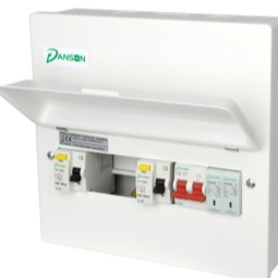 Danson SPD DUAL 9-way board supplied with 100A Main Switch, 2- RCD’s & 1-SPD (inc 8mcbs) E-MH5580/SPD1 - West Midland Electrics | CCTV & Electrical Wholesaler